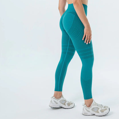 Legging taille haute Linae vert paon vu de côté